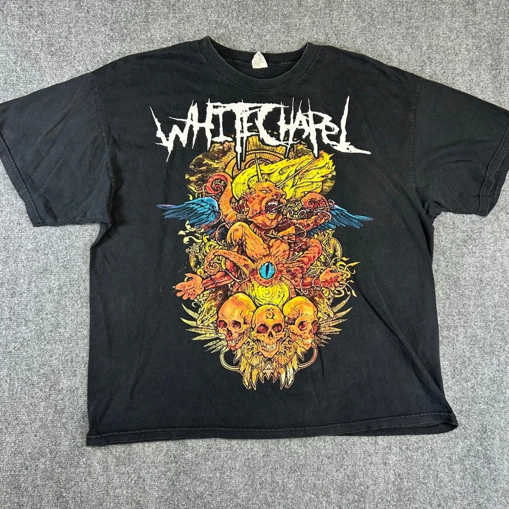 Whitechapel Band Tee Black Graphic T-Shirt Skulls Demon 2XL